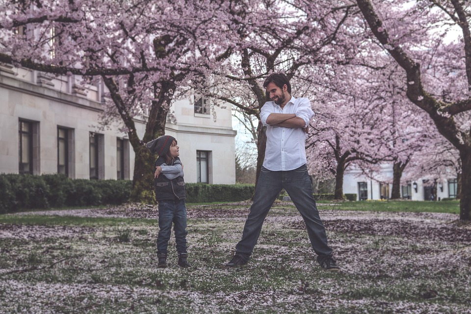 桜と親子